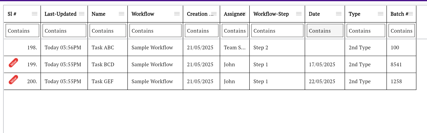 Excel-like interface